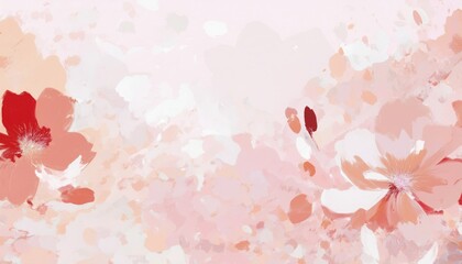 Poster - abstract pink floral background with soft watercolor brushstrokes and delicate blossoms, ideal for website banner, wedding invitation, cosmetic branding, or elegant print design

