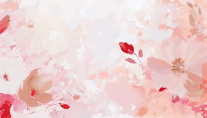Poster - abstract pink floral background with soft watercolor brushstrokes and delicate blossoms, ideal for website banner, wedding invitation, cosmetic branding, or elegant print design

