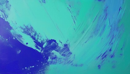 Poster - abstract cyan paint splash on ultramarine background for modern web design, tech branding, digital art print, or futuristic concept layout with bold texture and dynamic brushstroke elements

