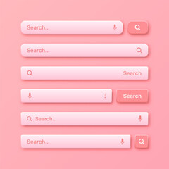 Wall Mural - colorful 3d search bar templates. internet browser engine with search box, address bar and text fiel