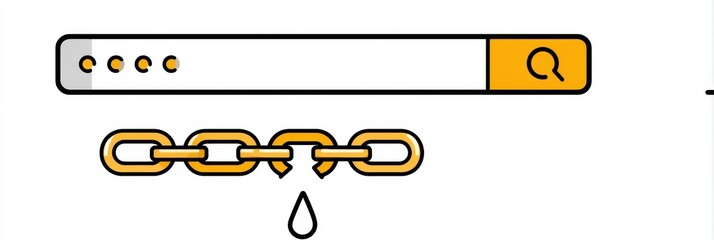 Aufkleber - Broken Link Chain Illustrated Below a URL Bar Highlighting Internet Connectivity Issues and Digital Disruptions