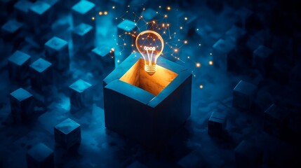 Wall Mural - glowing light bulb with a glowing light inside