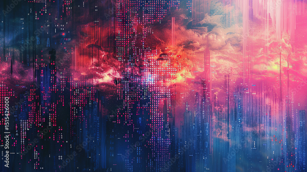 Abstract digital background featuring binary code and AI algorithms ...