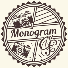 Poster - Vintage logo design featuring camera illustrations and monogram elements suitable for photography-related branding and creative projects