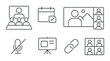 © Crank - Web conferencing outline icons set – meeting, communication, online collaboration graphics