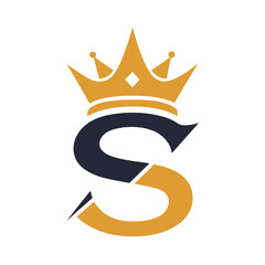 Poster - Elegant logo design featuring a crown and initials CS in gold and silver tones on a dark background for branding or corporate identity purposes