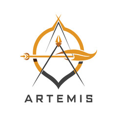 Aufkleber - Vector illustration of a powerful warrior woman logo design featuring golden accents and sharp spear points for a modern brand identity