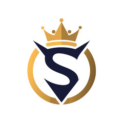 Poster - Elegant logo design featuring a crown and initials CS in gold and silver tones on a dark background for branding or corporate identity purposes