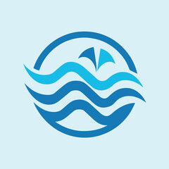 Poster - Vector illustration of an abstract logo representing the zodiac sign Aquarius featuring shades of blue and dynamic shapes
