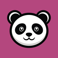 Poster - Cute vector illustration of a panda head with a cheerful expression set against a warm orange background for playful designs