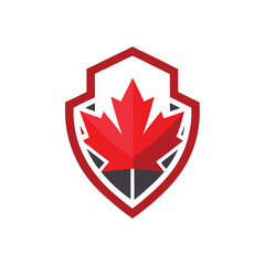 Poster - Vector illustration of a stylized maple leaf emblem featuring modern design elements and a vibrant color scheme, suitable for various branding needs and graphic applications