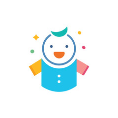 Poster - Colorful vector illustration of a cheerful cartoon character with a cute design representing joy and playfulness in a friendly and vibrant style