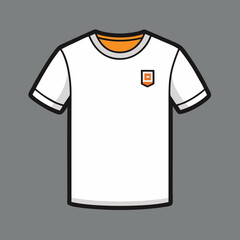 Poster - Vector illustration of a white t-shirt with a simple logo design against a vibrant orange background showcasing a professional apparel concept