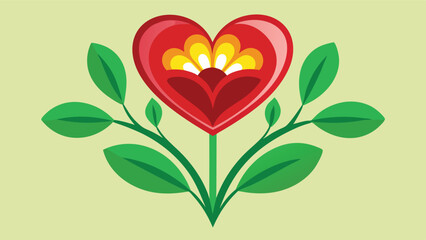 Poster - Modern heart-shaped floral logo design featuring vibrant colors and stylized leaves as a decorative element with a clean, appealing aesthetic for creative projects and branding