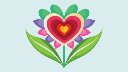 Poster - Modern heart-shaped floral logo design featuring vibrant colors and stylized leaves as a decorative element with a clean, appealing aesthetic for creative projects and branding