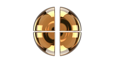 Aufkleber - Golden sliced sphere creating four sections on white background