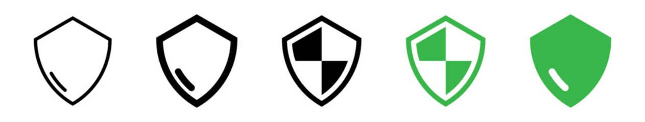 Aufkleber - security protection shield icon symbol, green shield line icon set