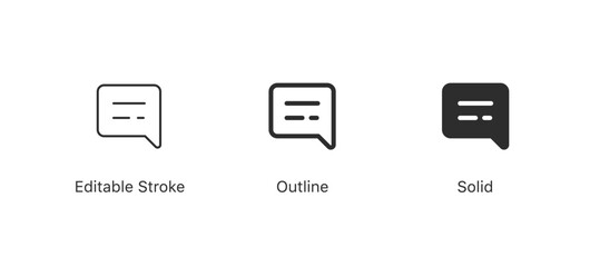 Leinwandbilder - comment icon speech bubble symbol Chat message icons - talk message Bubble chat icon. web vector icon collection set in editable stroke, outline, and filled styles
