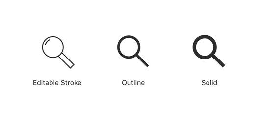 Leinwandbilder - search icon button - magnifying glass loupe sign symbol, magnifier icon. Editable stroke