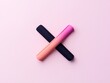 © satya - Minimalist X Shape Created with Pastel Crayons on Soft Pink Background