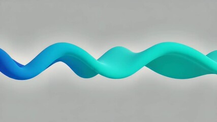 Abstract Blue and Cyan Gradient Wave on Gray Background Modern Design Element with Smooth Curves Twisted into a Swirl Three Dimensional Rendering