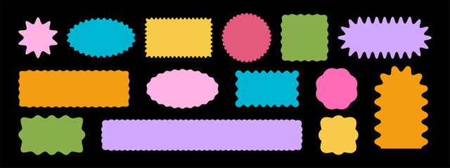 Wall Mural - set of colorful arch, rectangle and square, oval and circle shapes with scalloped edges. cute basic 