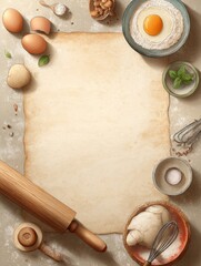 Poster - Delightful Baking Preparation Featuring Ingredients and Tools Laid out on the Tabletop for a Delicious Recipe