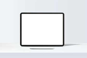 Canvas Print - 3d tablet, pen digital device mockup with blank screen isolated on background. realistic, high quali