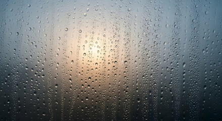 Abstract Wet Window With Condensation After the Rain During the Day