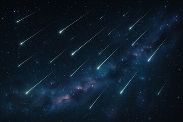 Wall Mural - breathtaking night sky filled with a meteor shower numerous bright shooting stars streaking across a
