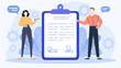© Hiro - Business partners signing contract on clipboard. Suitable for agreements, partnership concepts, business deals, collaboration, teamwork, and corporate documentation themes.