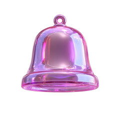 Poster - Metallic transparent and brightly lit purple and pink crystal bell icon representing alerts reminders or notification messages in digital user interface design