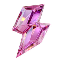 Aufkleber - Dazzling and captivating 3D rendering of a large faceted purple crystal in the shape of a lightning bolt against a white transparent background