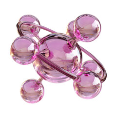 Poster - representation of an abstract 3D molecular structure in vibrant pink and purple hues evoking a sense of scientific discovery and innovation