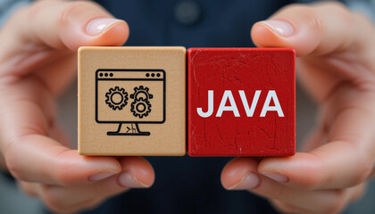 concept of java. programming language application and web development conceptual technology.