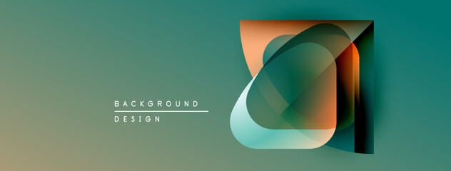 Fototapete - Abstract geometric design. Teal, orange, gray layers create modern visual. Minimalist style, suitable background element.