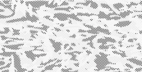 Poster - Abstract halftone seamless camouflage pattern. Repeating digital dotted hexagonal camo military texture background. Abstract modern fabric textile ornament. Vector illustration.