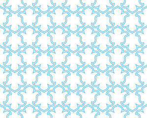 Aufkleber - Flower geometric pattern. Seamless vector background. White and blue ornament