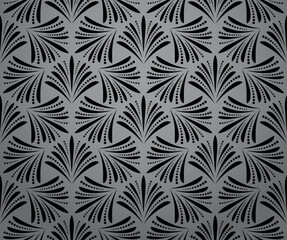Leinwandbilder - Flower geometric pattern. Seamless vector background. Gray and black ornament. Ornament for fabric, wallpaper, packaging. Decorative print