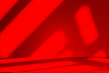 Leinwandbilder - Wall interior background, studio and backdrops show products.with shadow from window color Red background for text insertion and presentation product	