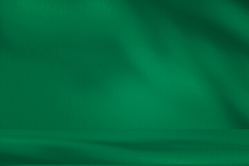 Fototapete - Wall interior background, studio and backdrops show products. with leaf shadow from window color green and white. background for text insertion and presentation of product	