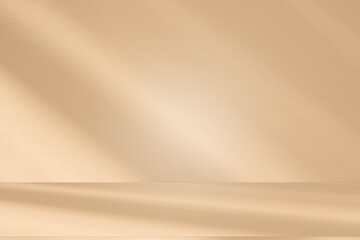 Poster - Wall interior background, studio and backdrops show products. with leaf shadow from window color beige and white. background for text insertion and presentation of product	
