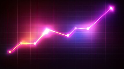 Aufkleber - A digital line graph showing financial trends and market analysis, with a glowing gradient background, highlighting key data points.