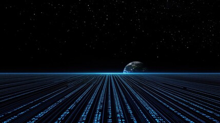 digital data stream towards earth