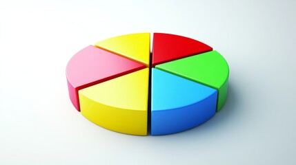 Poster - Colorful pie chart segmented into sections on a plain white background, sleek and modern, ideal for data visualization.