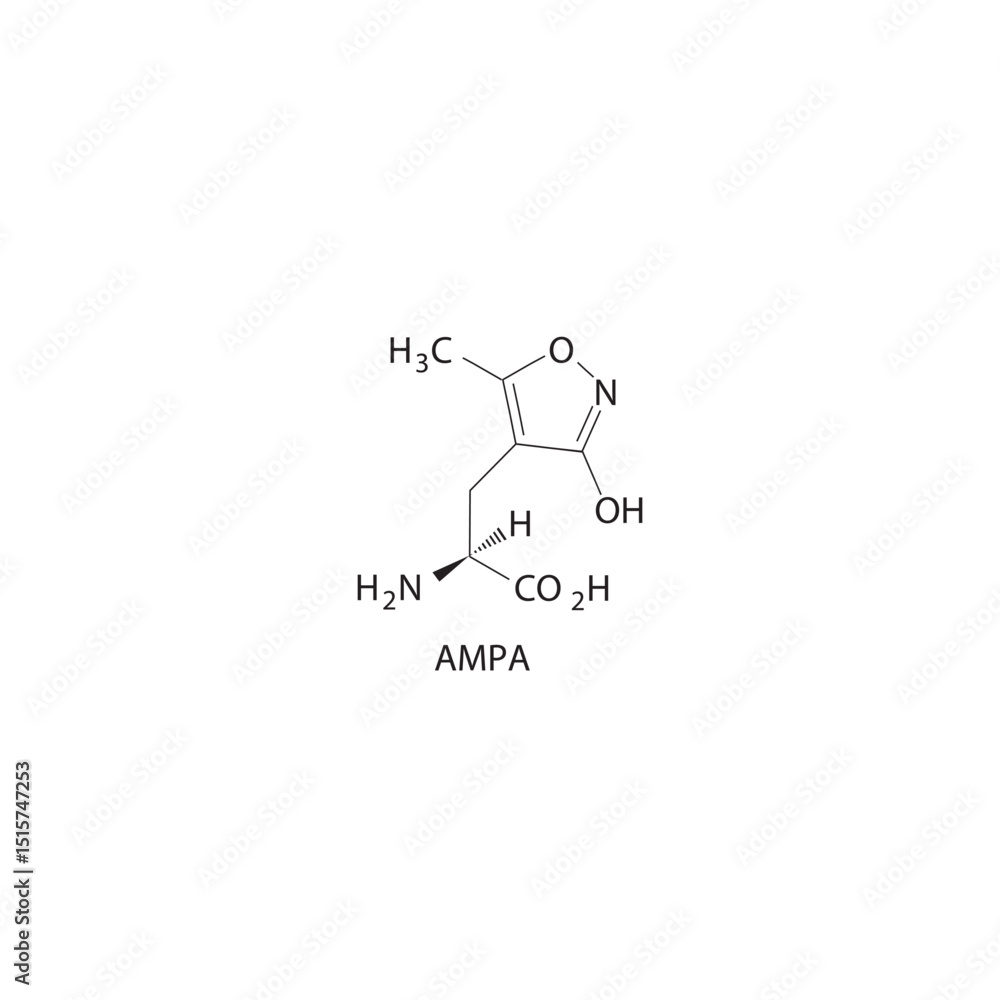Image vectorielle Stock AMPA skeletal formula. Receptor (Glutamate ...