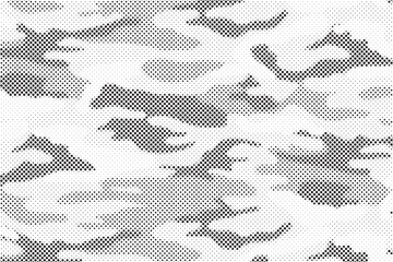 Fototapete - Abstract halftone camouflage pattern. Stylish military print for fabric, seamless monochrome background. Urban camo halftone dots texture.  Dot texture vector.