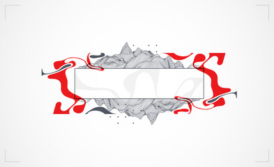 Aufkleber - Abstract art wireframe background. Modern science or technology art elements. Surface illustration. Hand made vector.