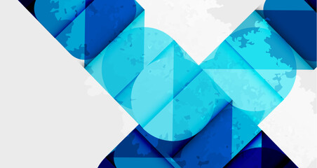 Aufkleber - Abstract geometric design. Blue shades overlap, creating layered effect. White background provides contrast, modern aesthetic.