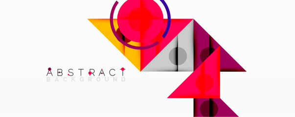 Aufkleber - Geometric shapes overlap, creating vibrant abstract composition. Red, purple, gray dominate white background. Modern design element.